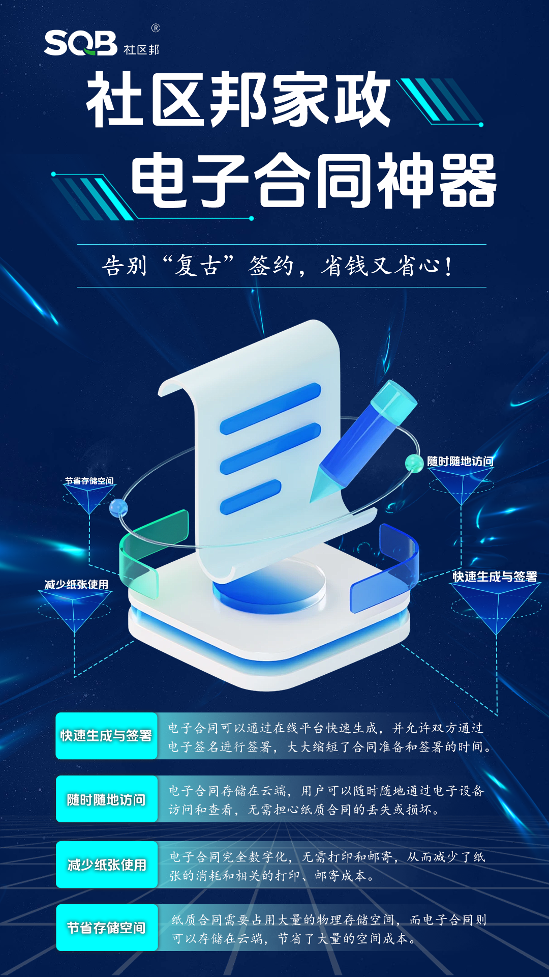 【社區(qū)邦家政系統(tǒng)】告別“復(fù)古”簽約，電子合同省錢(qián)又省心！
